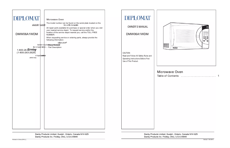 Page 1 de la notice Manuel utilisateur Diplomat DMW06A1WDM