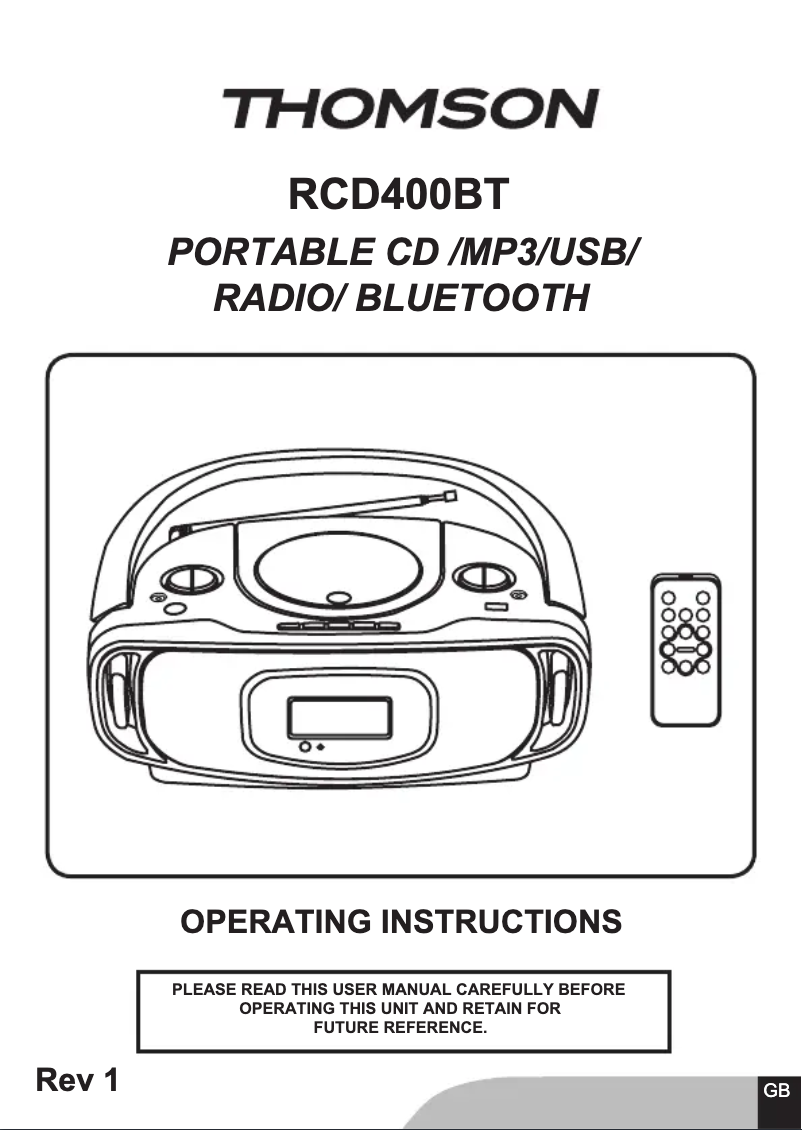 Página 1 del manual Manual de usuario Thomson RCD400BT