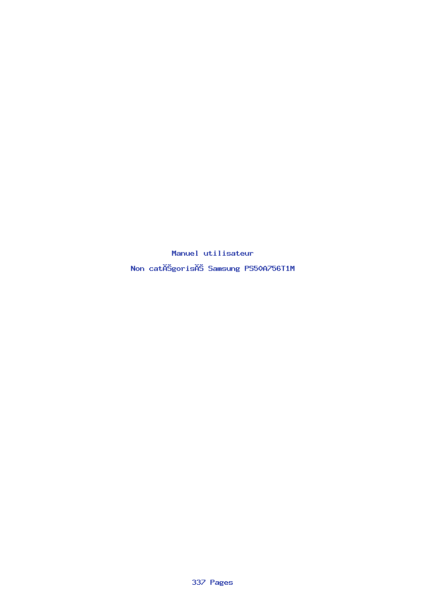 Page 1 de la notice Manuel utilisateur Samsung PS50A756T1M