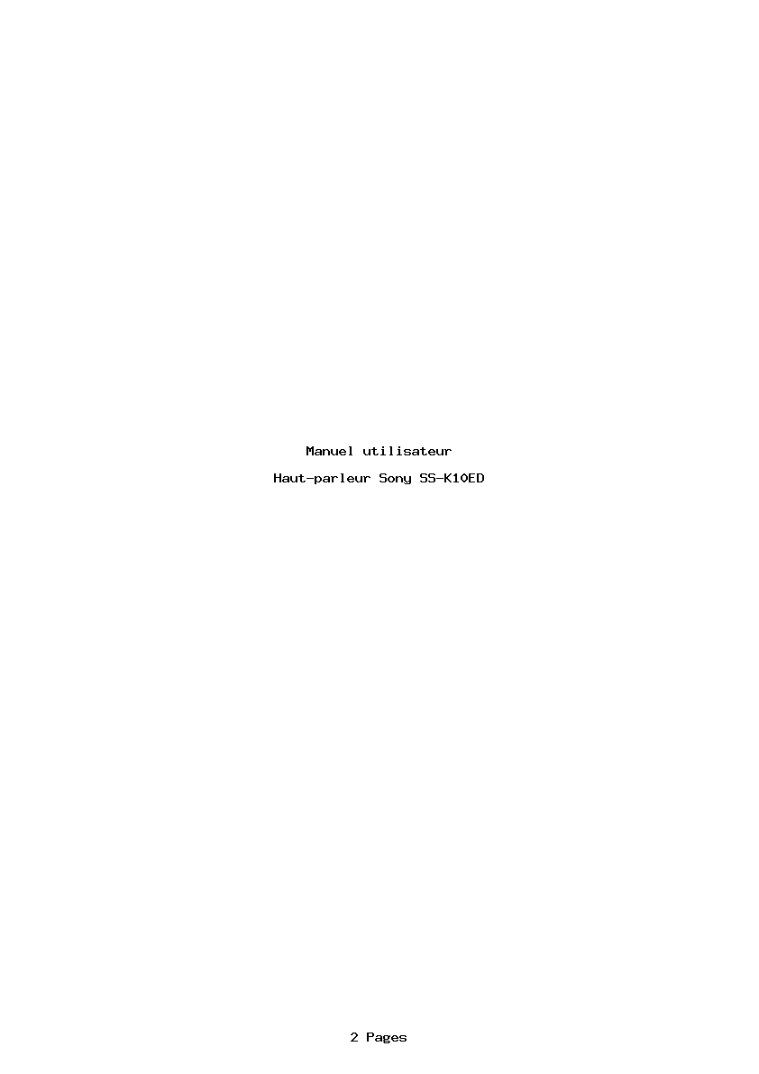 Page 1 de la notice Manuel utilisateur Sony SS-K10ED