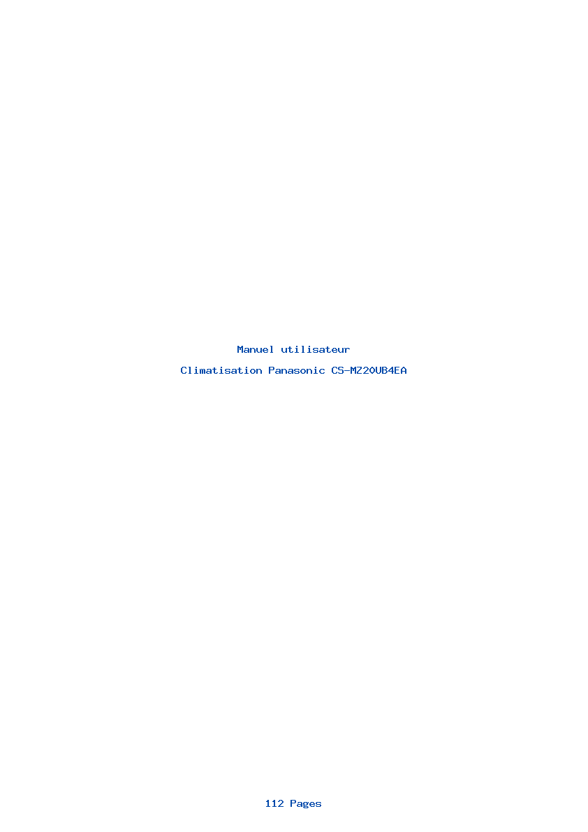 Page 1 de la notice Manuel utilisateur Panasonic CS-MZ20UB4EA