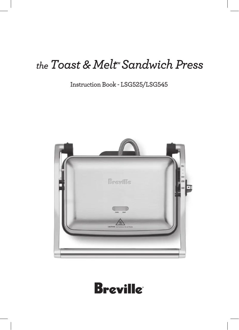 Page 1 de la notice Manuel utilisateur Breville the Toast & Melt Sandwich Press LSG525