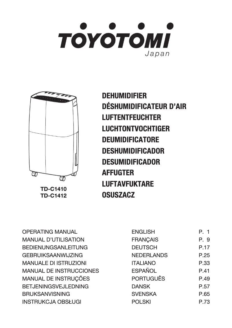 Página 1 del manual Manual de usuario Toyotomi TD-C1410