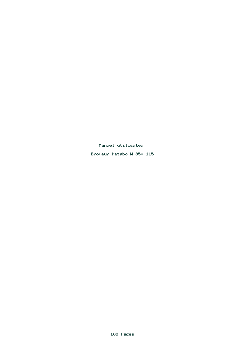 Page 1 de la notice Manuel utilisateur Metabo W 850-115