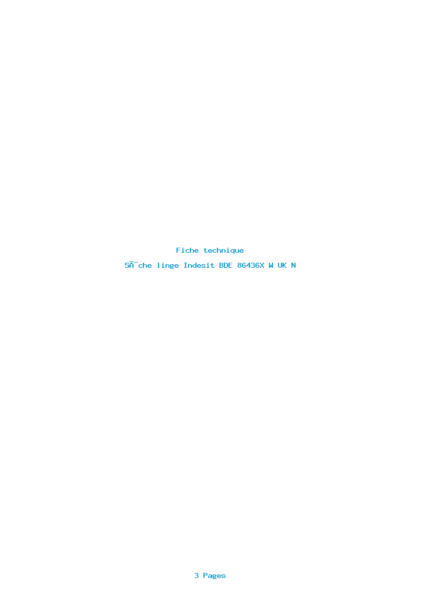 Page 1 de la notice Fiche technique Indesit BDE 86436X W UK N