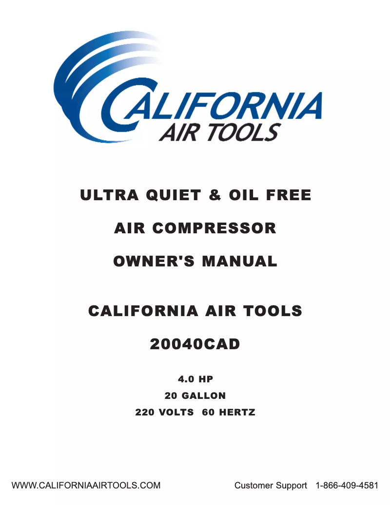 Page 1 of the manual User Manual California Air Tools 20040CAD