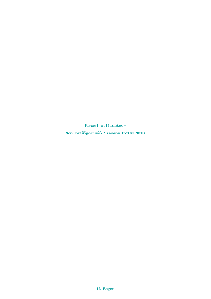 Page 1 de la notice Manuel utilisateur Siemens BV830ENB1B