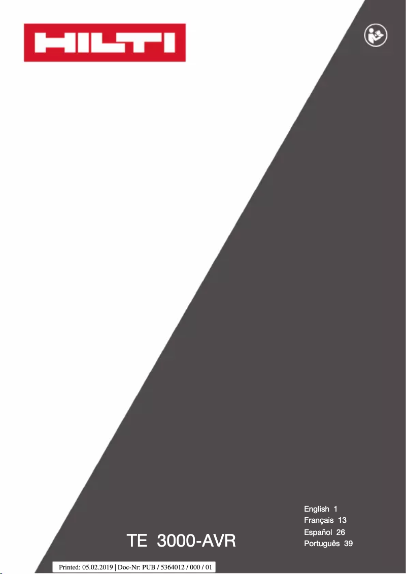Page 1 de la notice Manuel utilisateur Hilti TE 3000 AVR