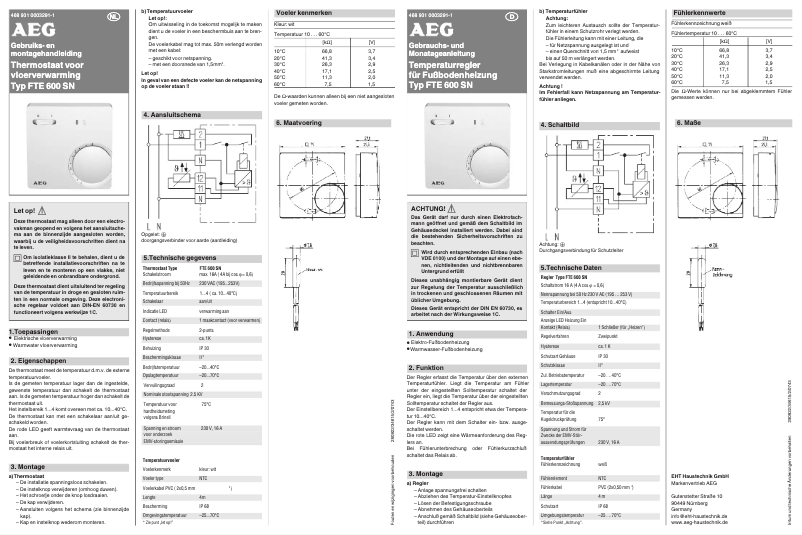 Page 1 de la notice Manuel utilisateur AEG FTE 600 SN