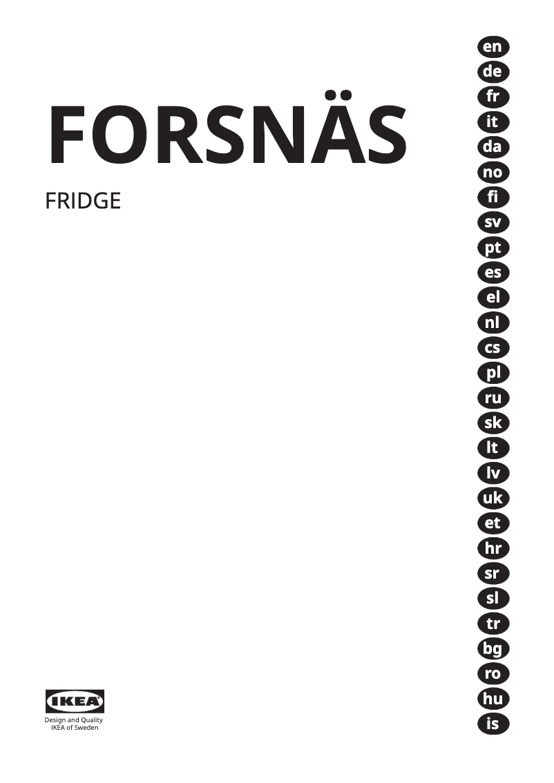 Page 1 de la notice Manuel utilisateur Ikea FORSNÄS 705.729.82