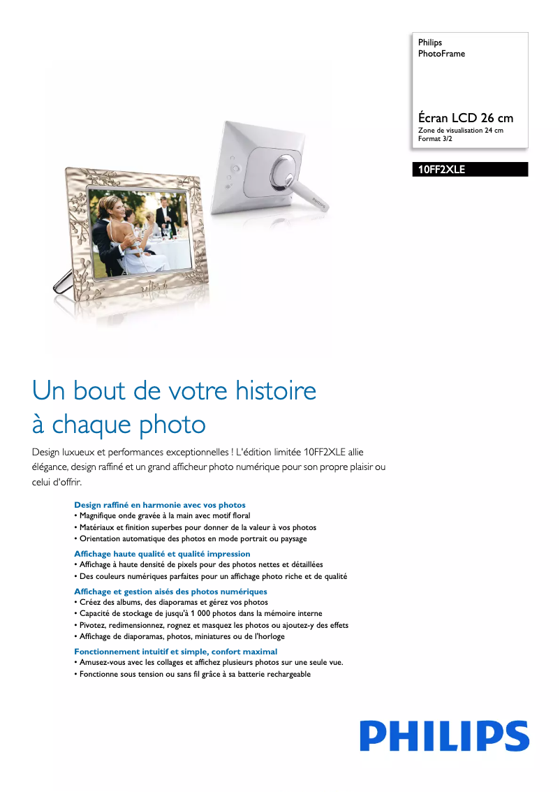 Página 1 del manual Ficha técnica Philips 10FF2XLE