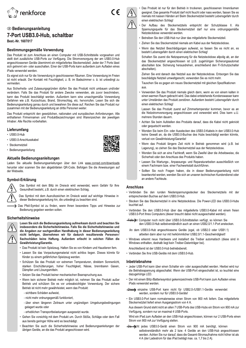 Page 1 de la notice Manuel utilisateur Renkforce RF-4821051