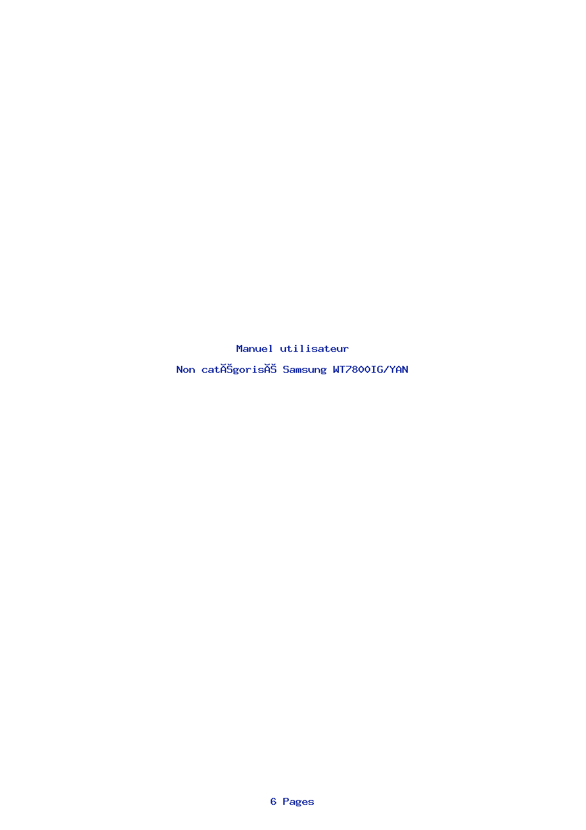 Image de la première page du manuel de l'appareil WT7800IG/YAN