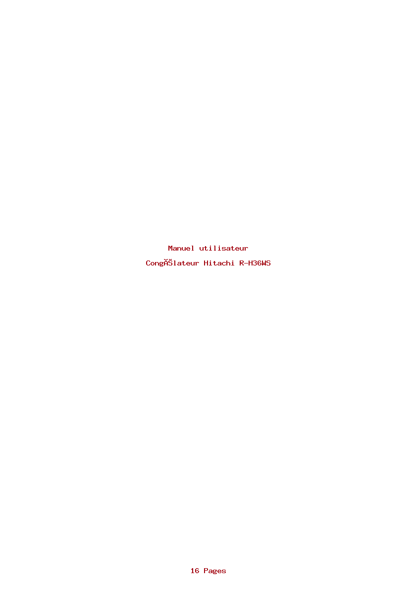 Page 1 de la notice Manuel utilisateur Hitachi R-H36WS