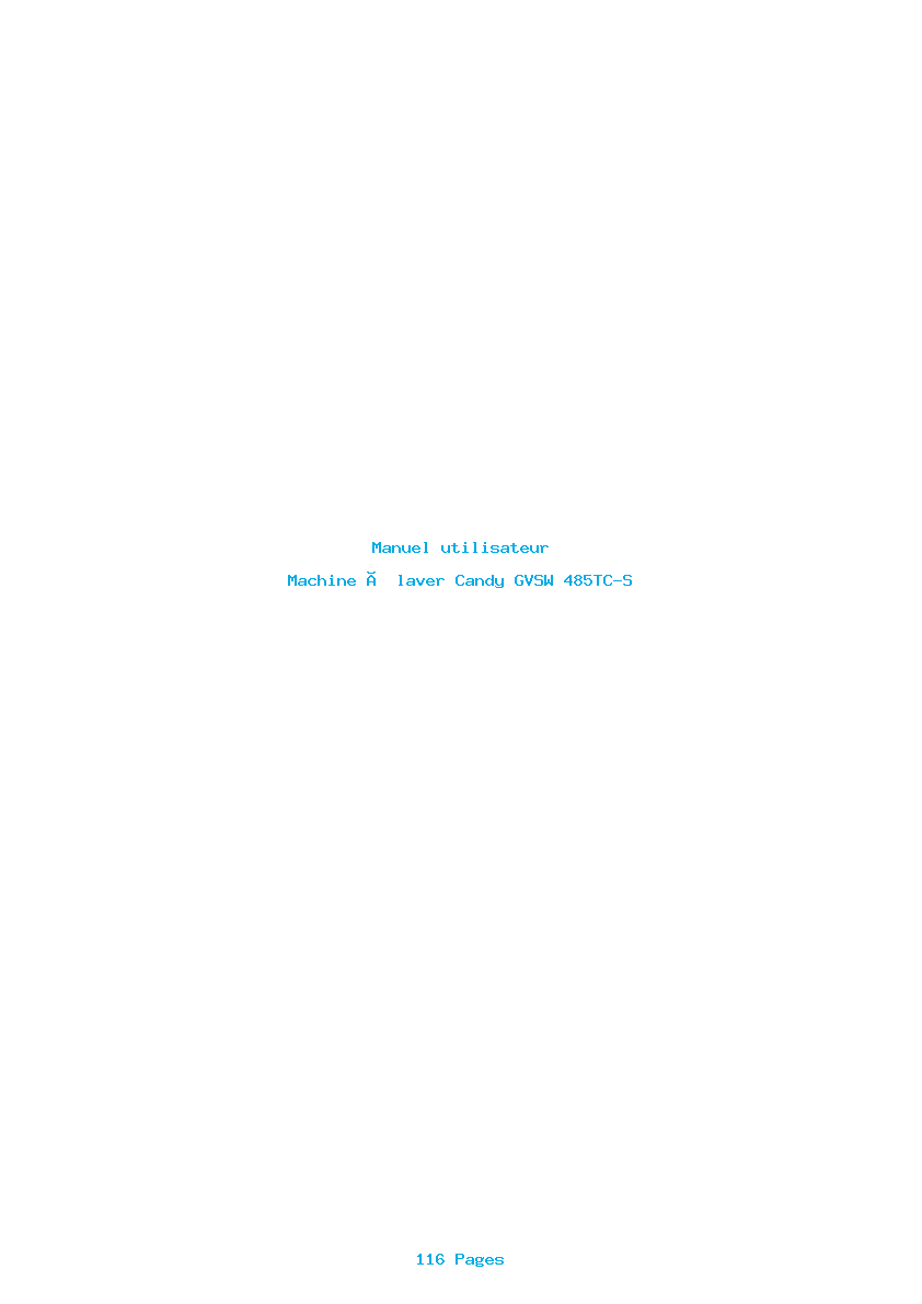 Page 1 de la notice Manuel utilisateur Candy GVSW 485TC-S