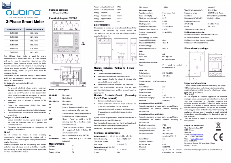 Página 1 del manual Manual de usuario Qubino ZMNHXD8