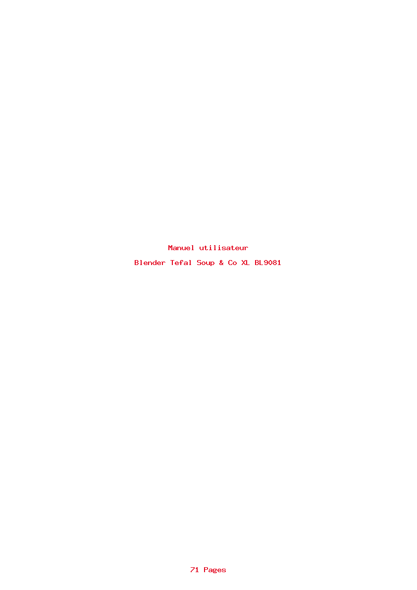 Page 1 de la notice Manuel utilisateur Tefal Soup & Co XL BL9081