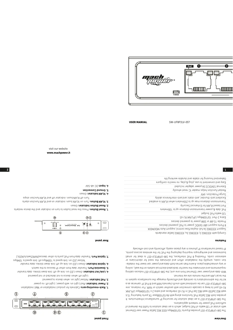 Page 1 de la notice Manuel utilisateur Mach Power SW-UF8P2LV-057