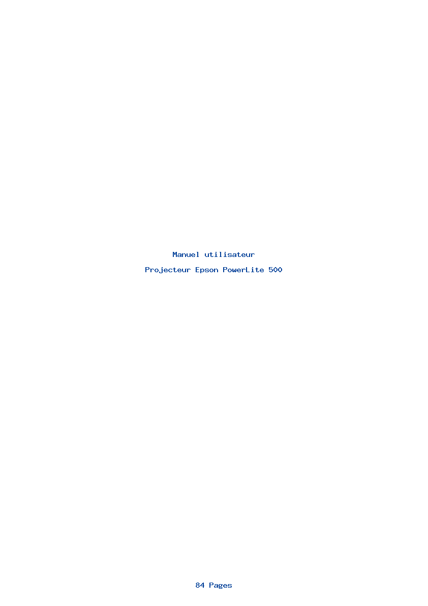 Page 1 de la notice Manuel utilisateur Epson PowerLite 500