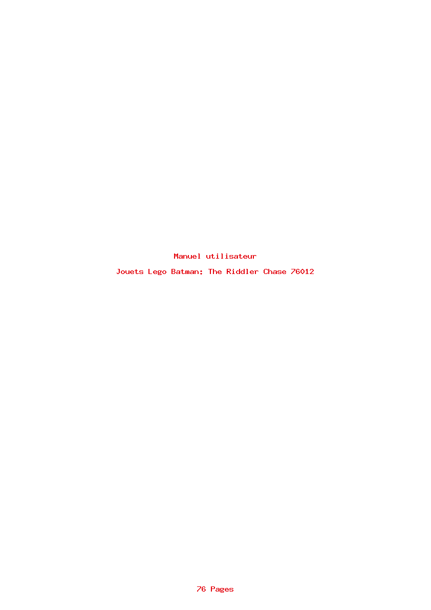 Page 1 de la notice Manuel utilisateur Lego Batman: The Riddler Chase 76012