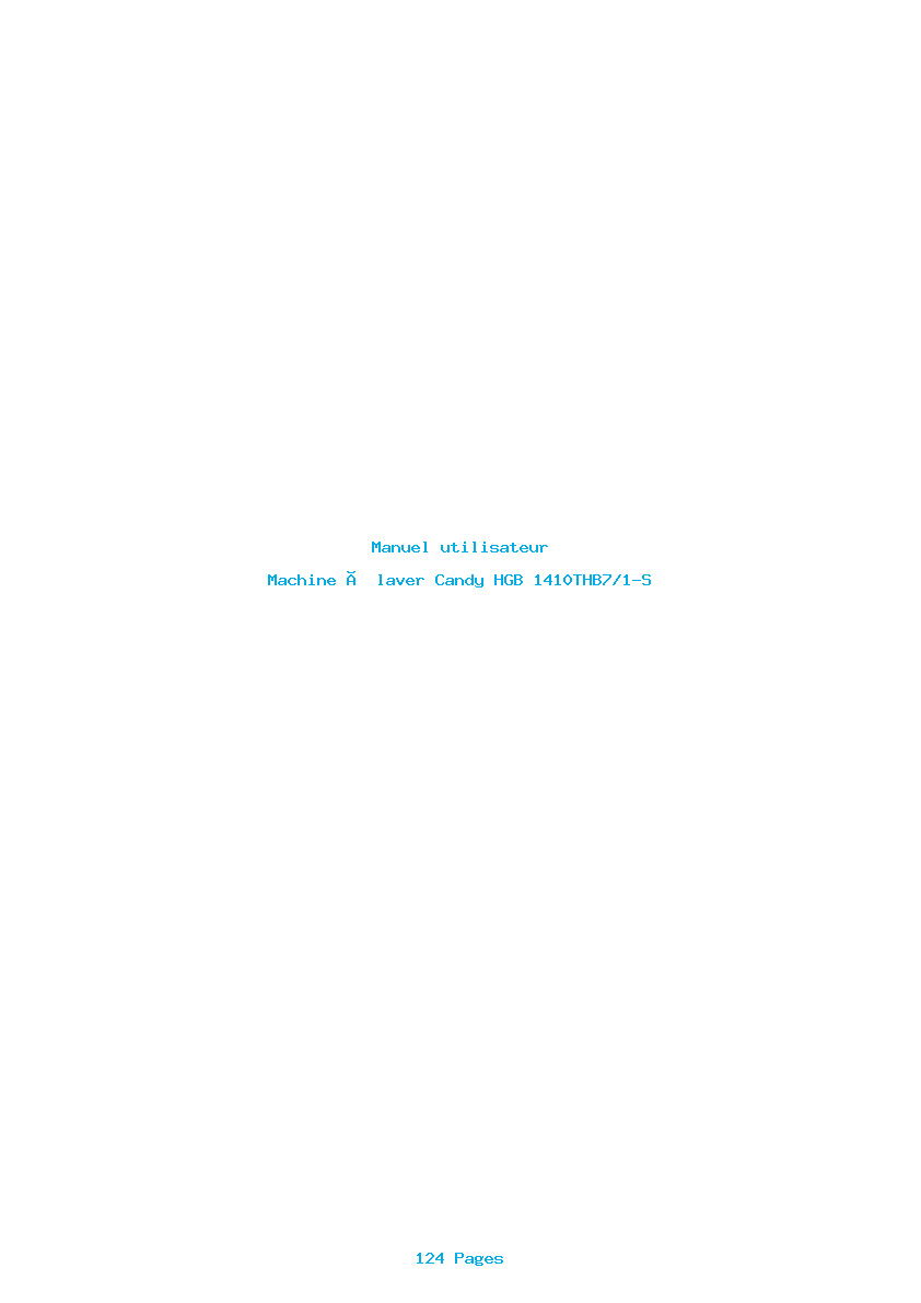 Page 1 de la notice Manuel utilisateur Candy HGB 1410THB7/1-S