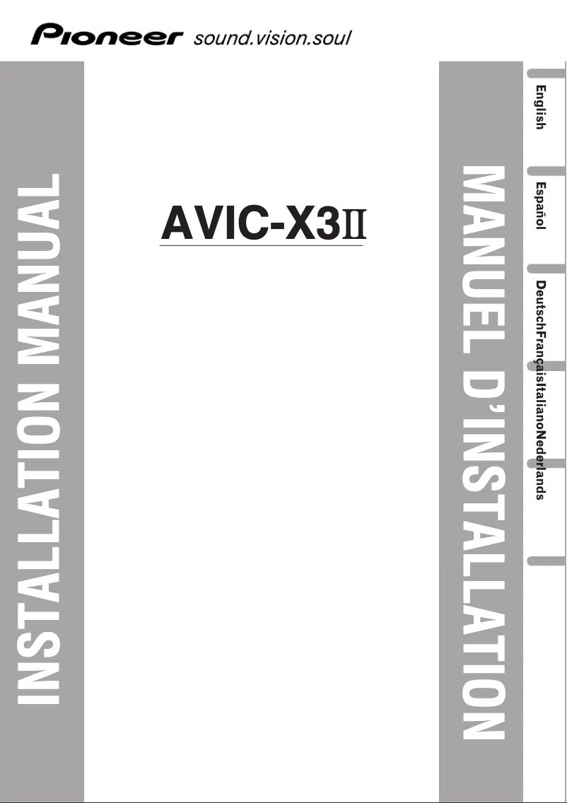 Page 1 de la notice Guide d'installation Pioneer AVIC-X3II
