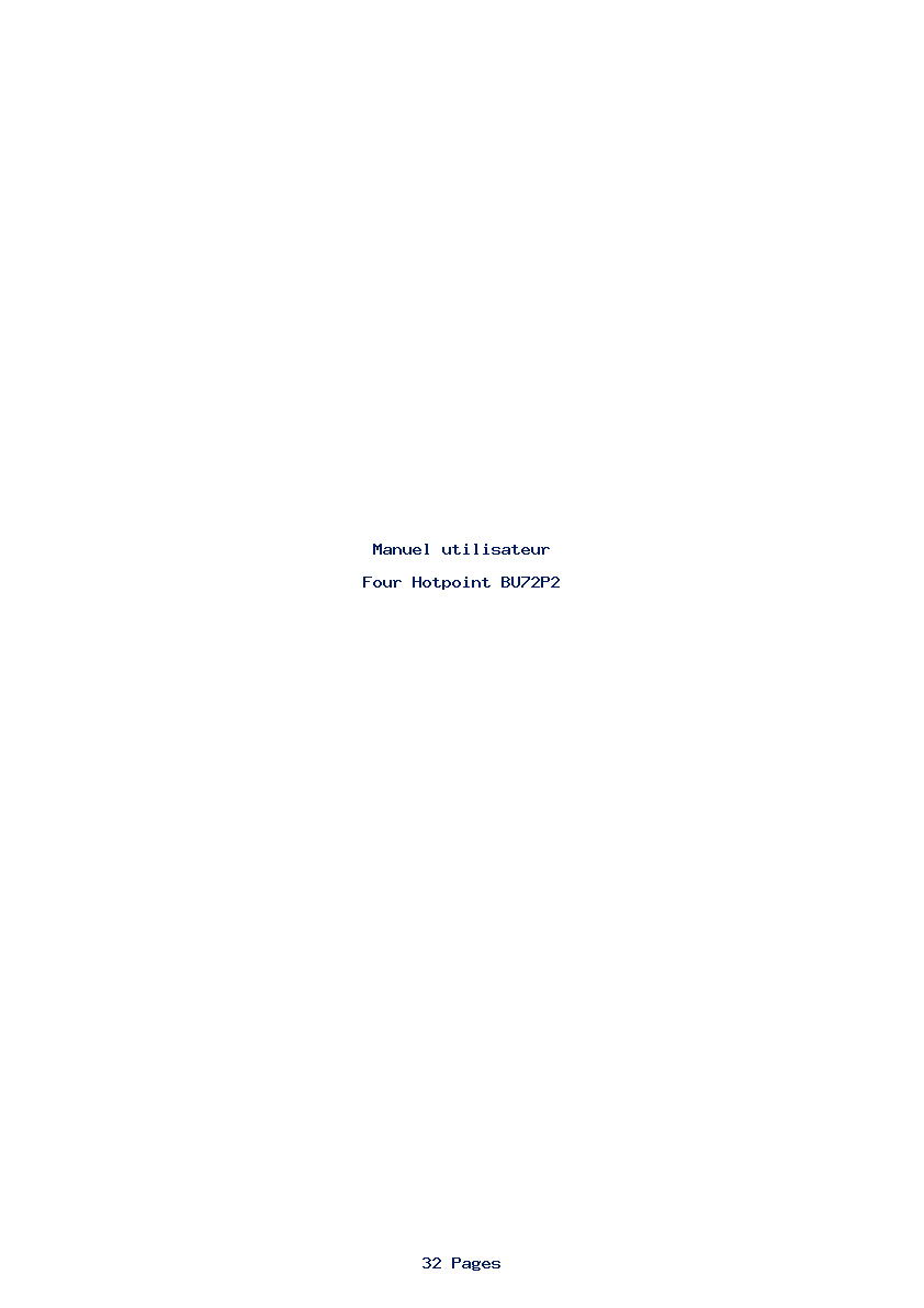 Page 1 de la notice Manuel utilisateur Hotpoint BU72P2