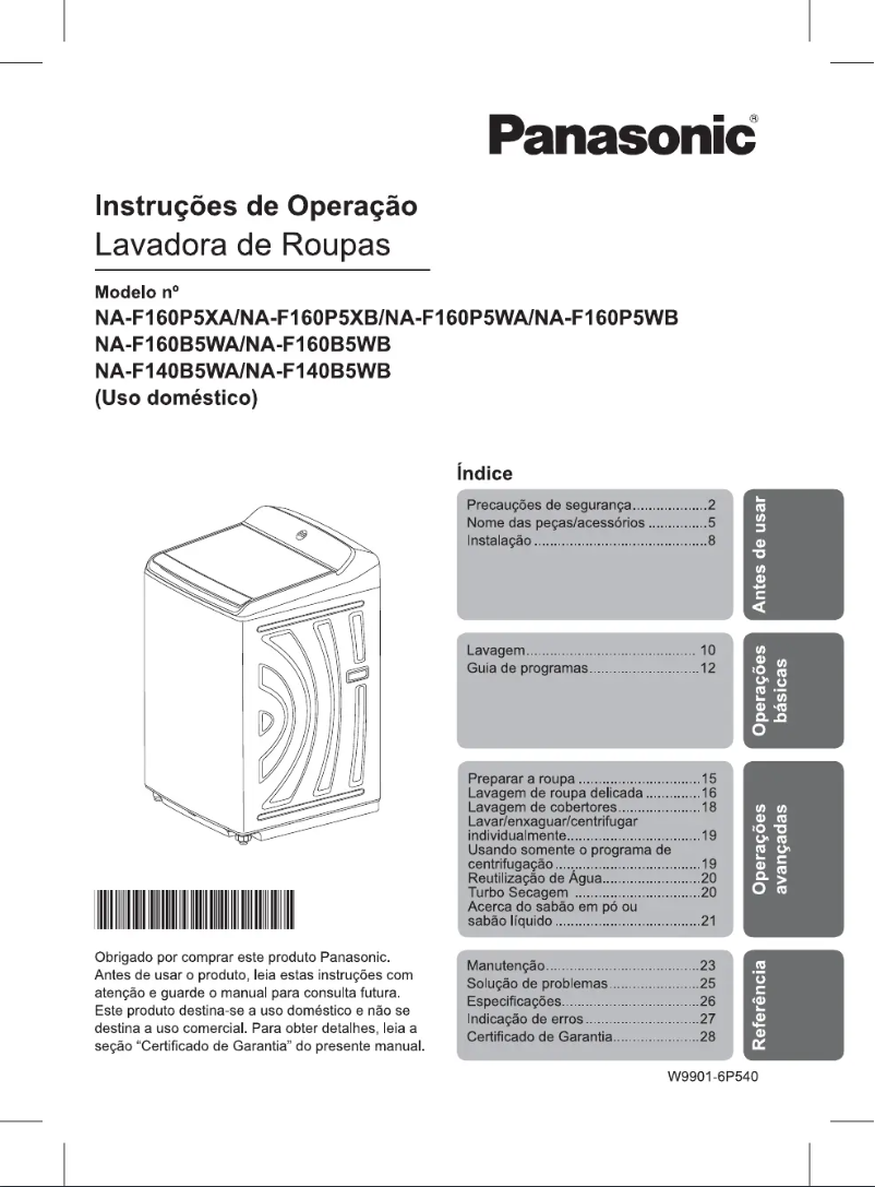 Página 1 del manual Manual de usuario Panasonic NA-F140B5WB