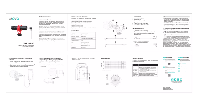 Page 1 de la notice Manuel utilisateur Movo VXR10 PRO