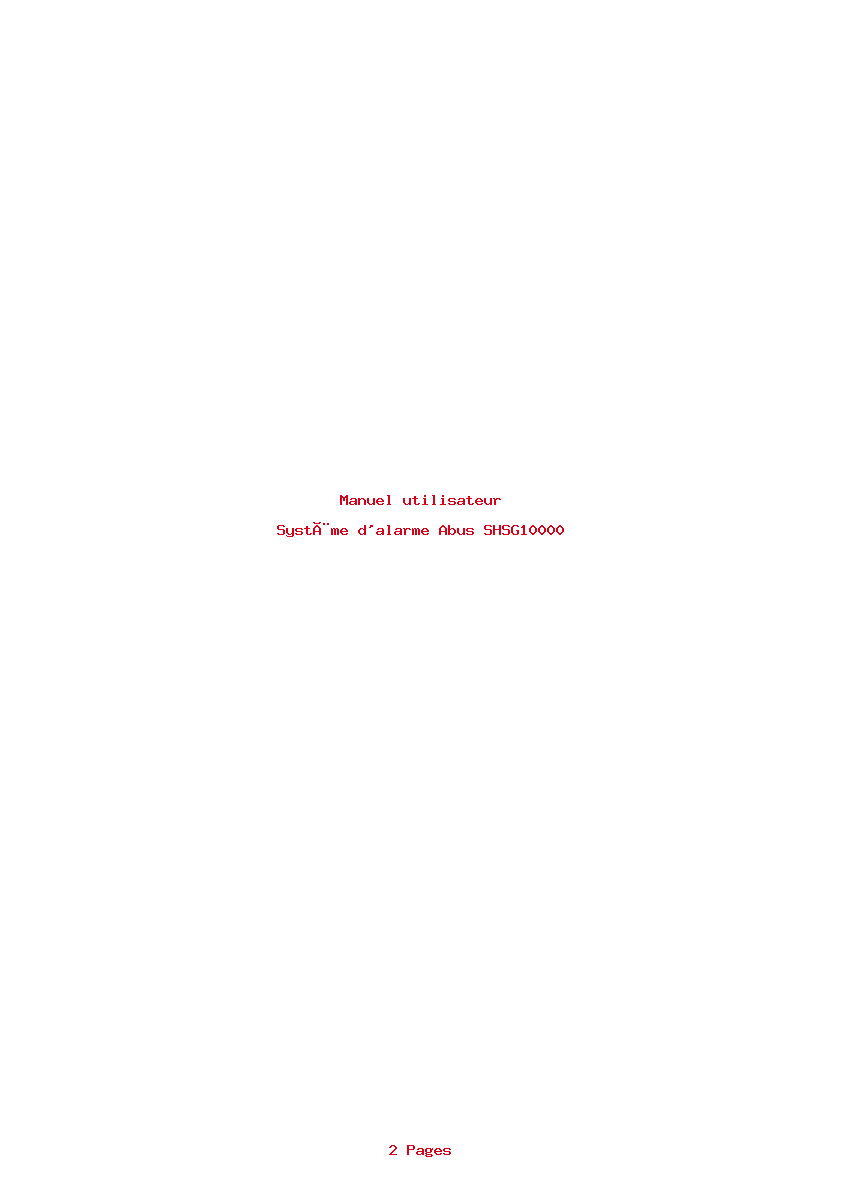 Image de la première page du manuel de l'appareil SHSG10000