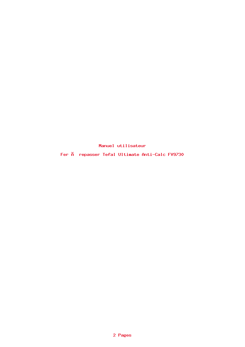 Page 1 de la notice Manuel utilisateur Tefal Ultimate Anti-Calc FV9730