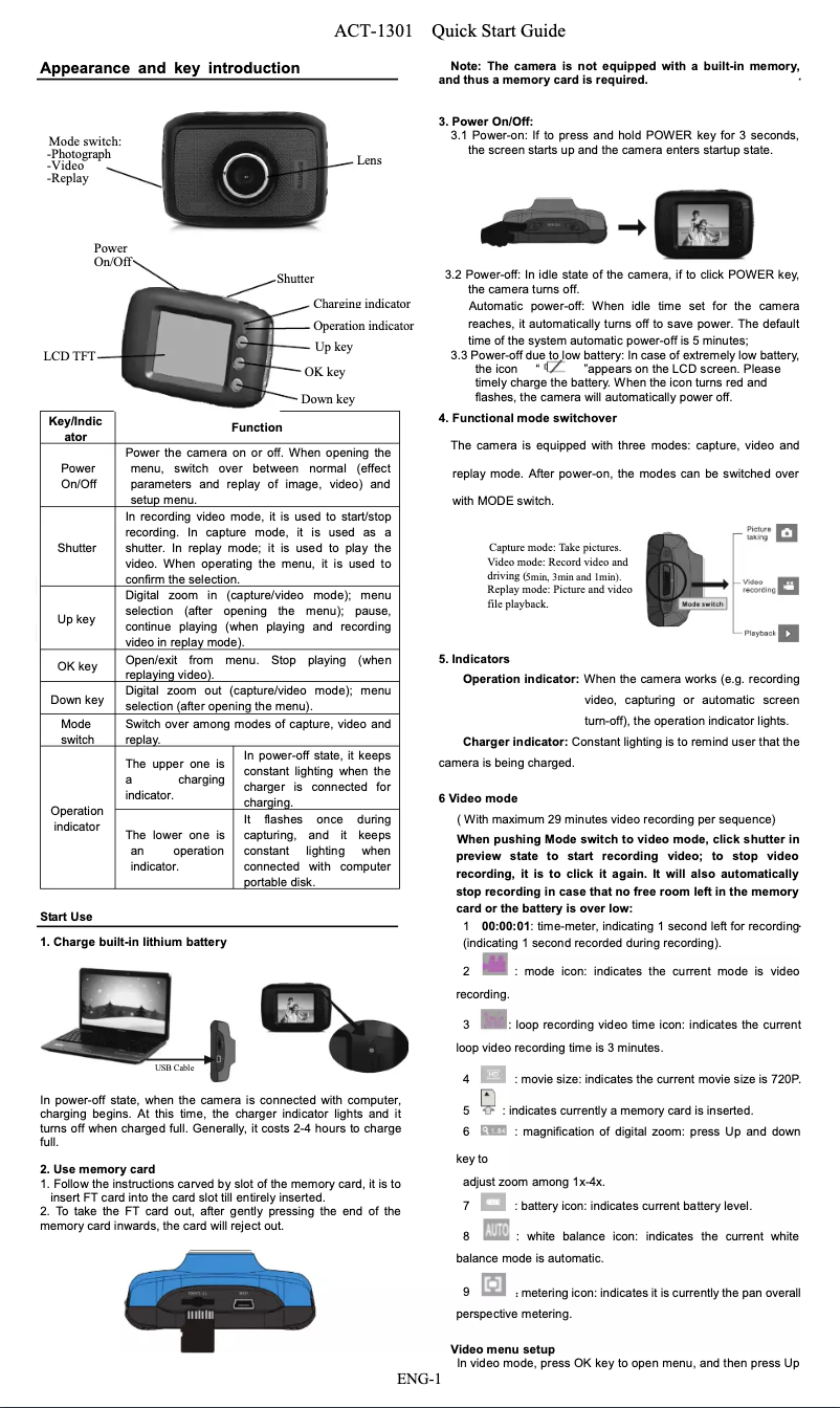 Page 1 de la notice Manuel utilisateur Denver ACT-1301