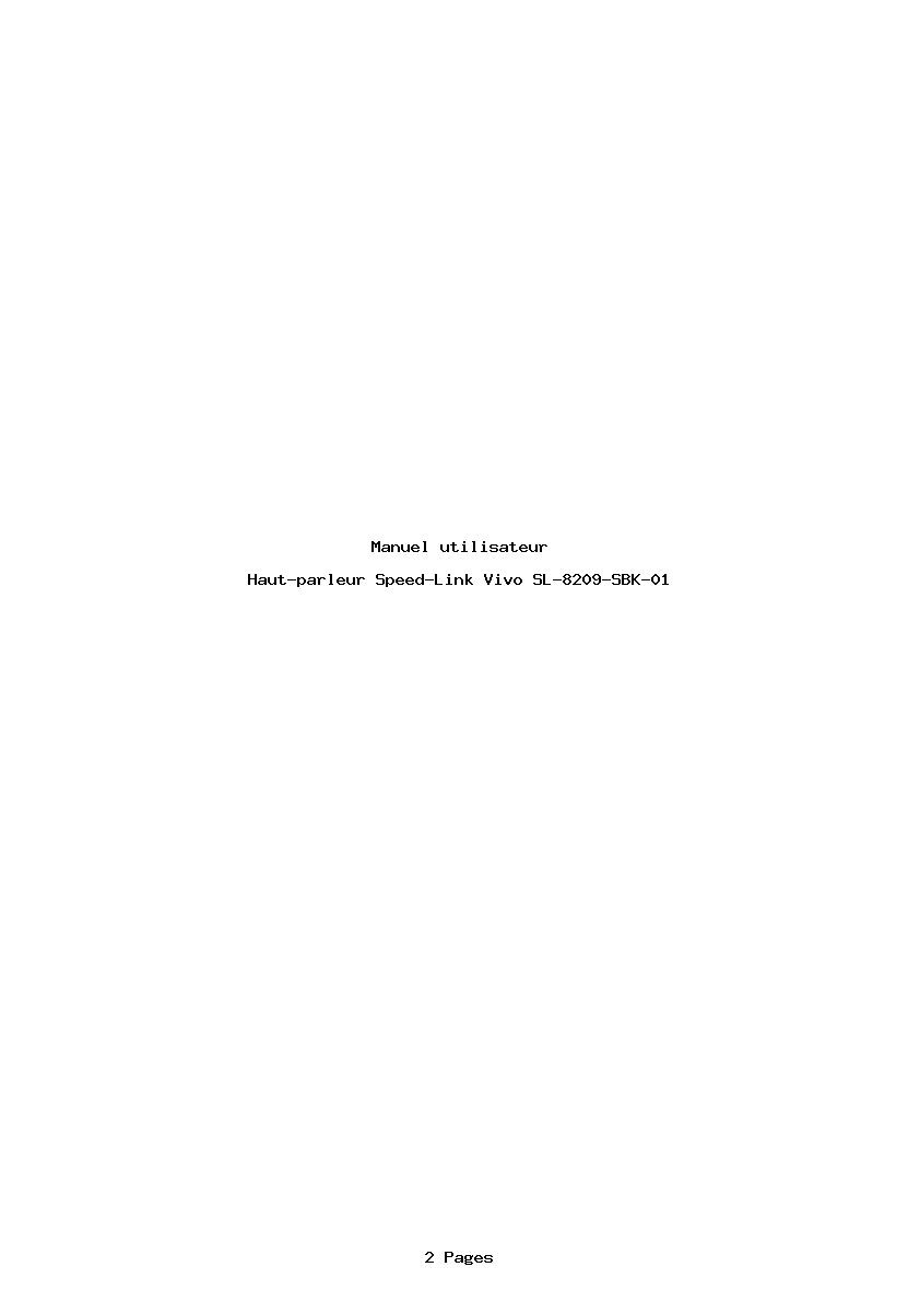 Page 1 de la notice Manuel utilisateur Speed-Link Vivo SL-8209-SBK-01