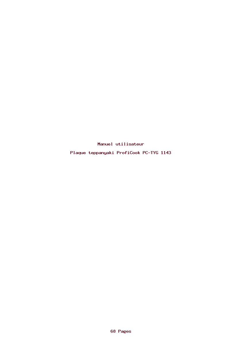 Page 1 de la notice Manuel utilisateur ProfiCook PC-TYG 1143