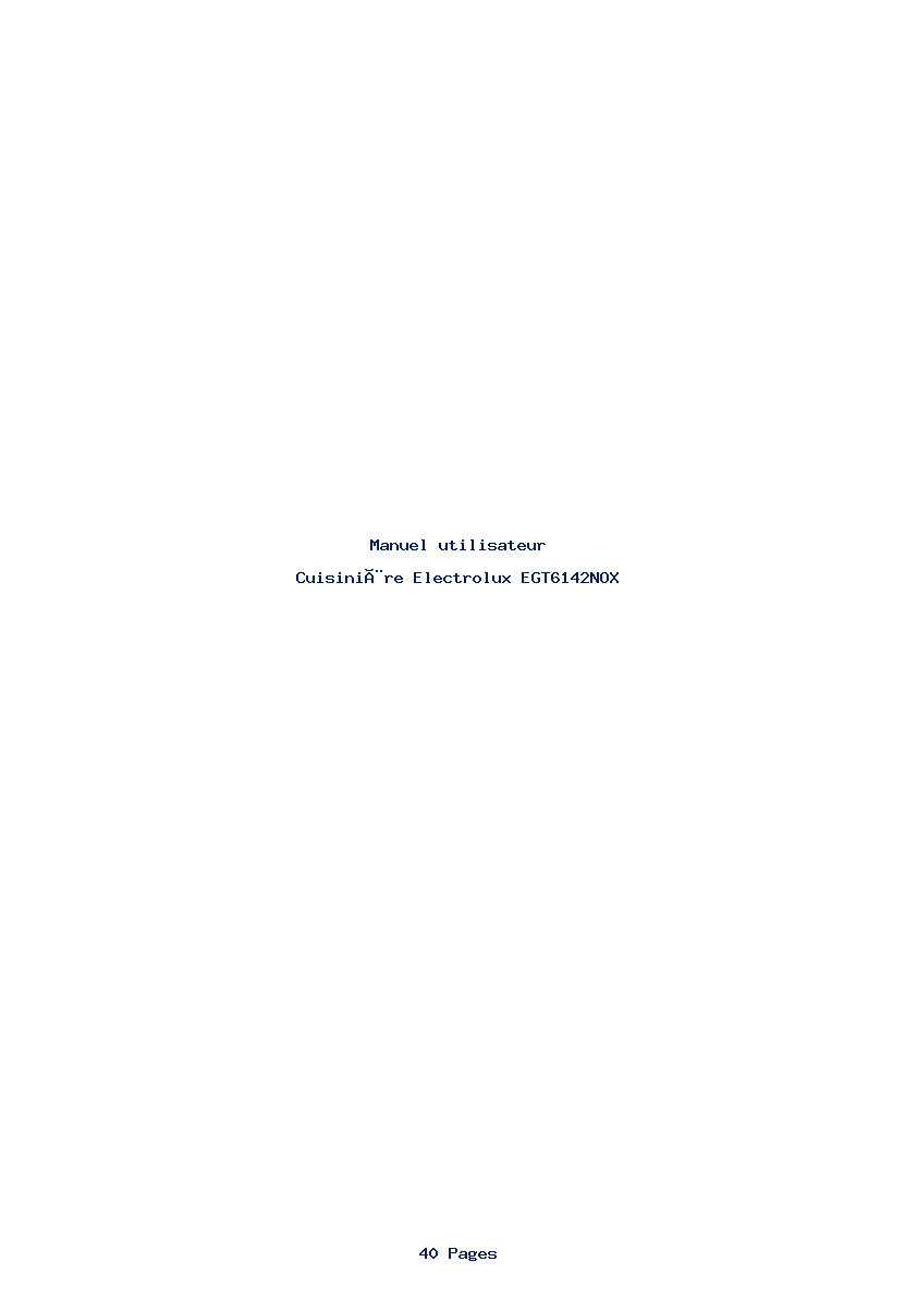 Page 1 de la notice Manuel utilisateur Electrolux EGT6142NOX