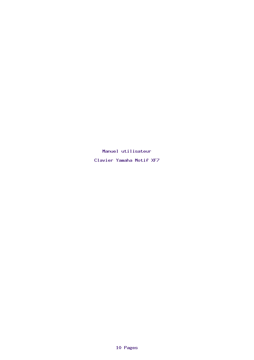 Page 1 de la notice Manuel utilisateur Yamaha Motif XF7