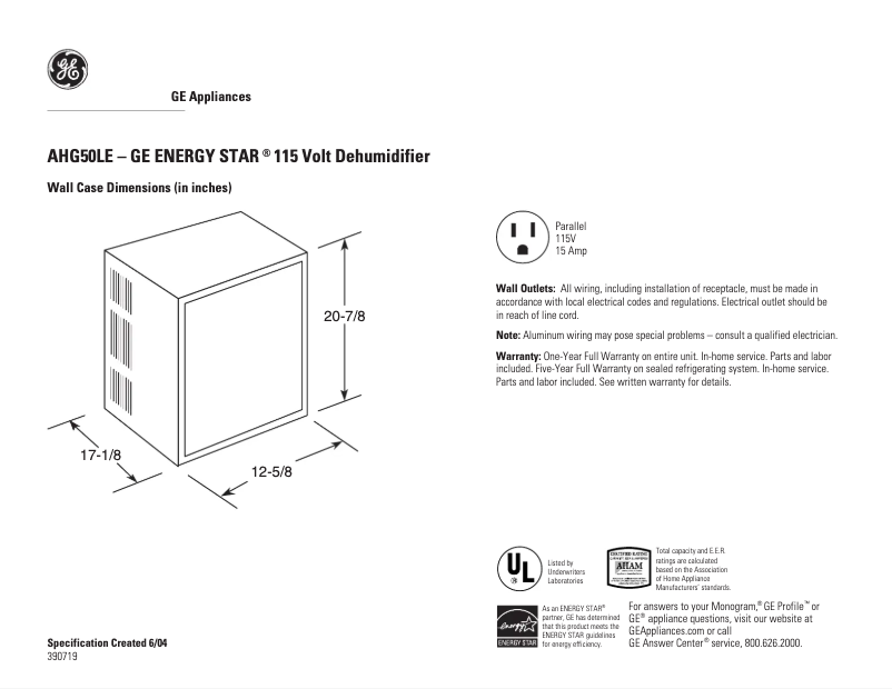 Image de la première page du manuel de l'appareil AHG50LE