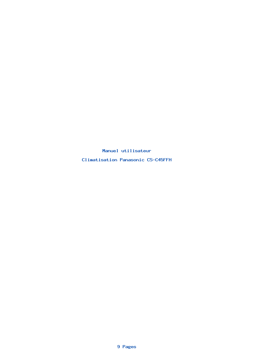 Page 1 de la notice Manuel utilisateur Panasonic CS-C45FFH