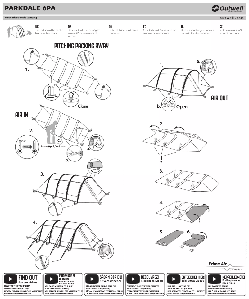 Page 1 de la notice Mode d'emploi Outwell Parkdale 6PA
