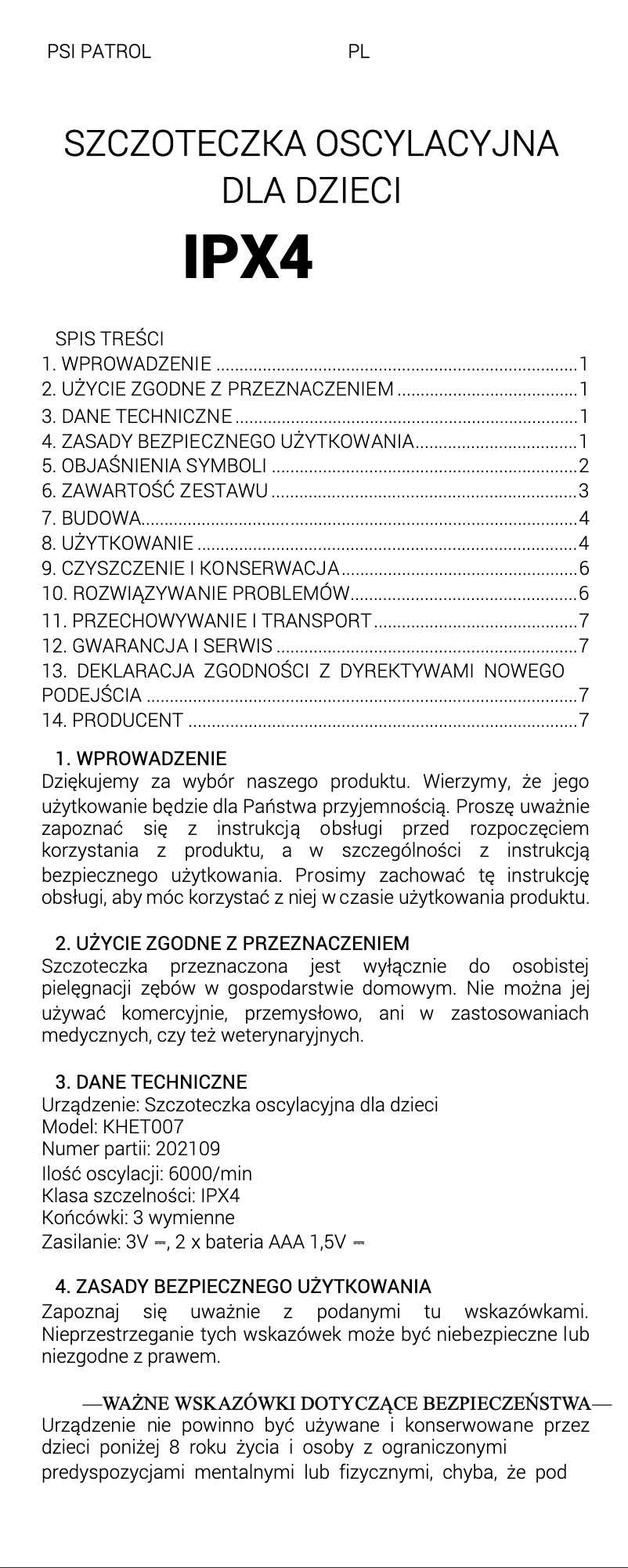 Page 1 de la notice Manuel utilisateur Huslog KHET007