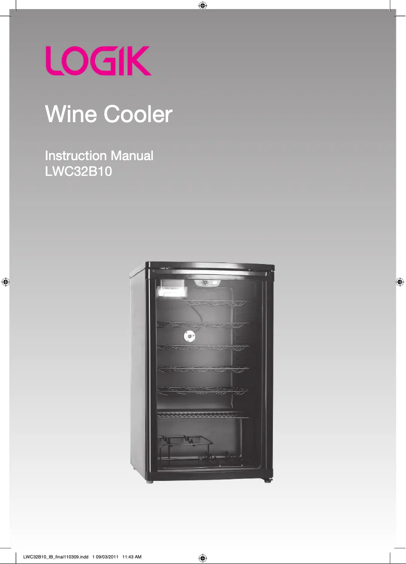 Page 1 de la notice Manuel utilisateur Logik Wine Cooler LWC32B10