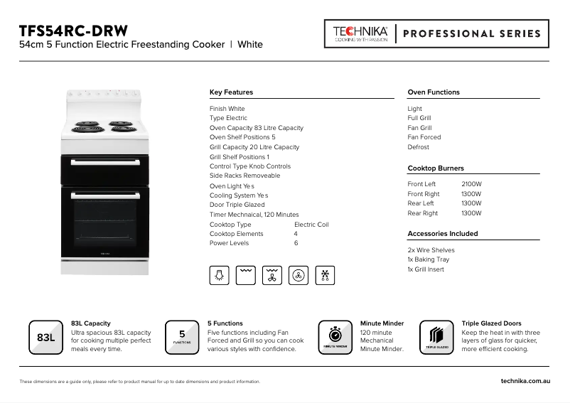 Página 1 del manual Ficha técnica Technika TFS54RC-DRW