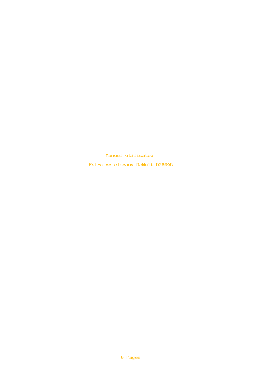 Page 1 de la notice Manuel utilisateur DeWalt D28605