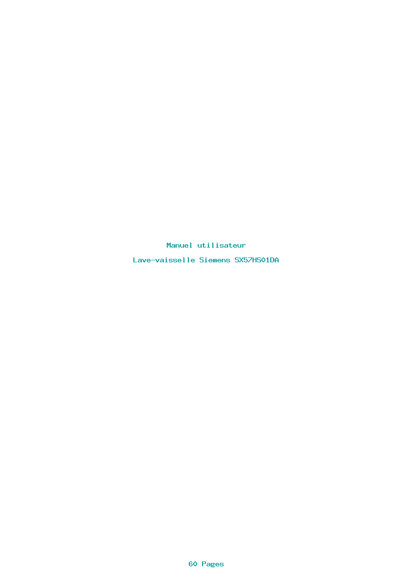 Page 1 de la notice Manuel utilisateur Siemens SX57HS01DA