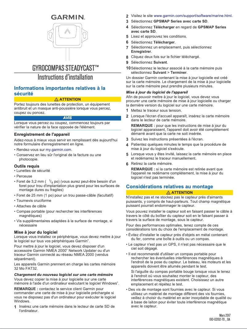 Page 1 de la notice Guide d'installation Garmin SteadyCast