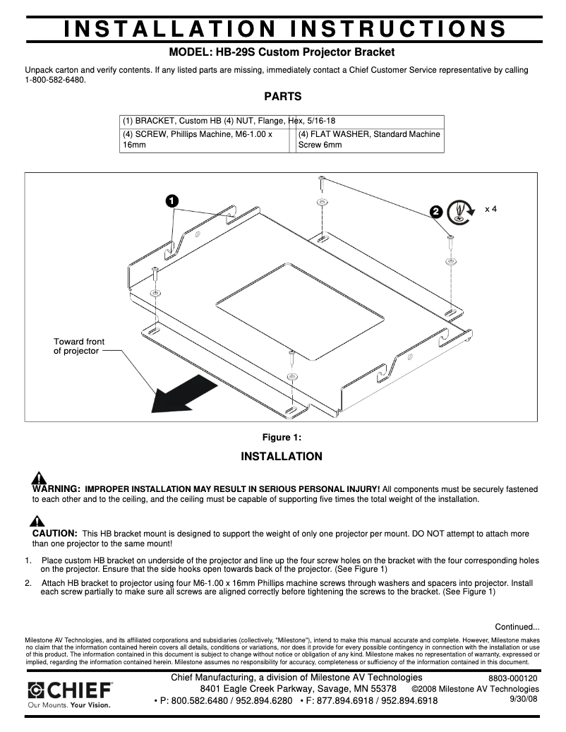 Page 1 de la notice Manuel utilisateur Chief HB29S