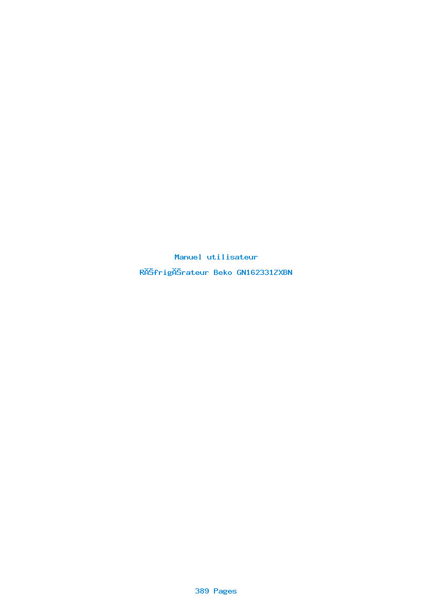 Page 1 de la notice Manuel utilisateur Beko GN162331ZXBN
