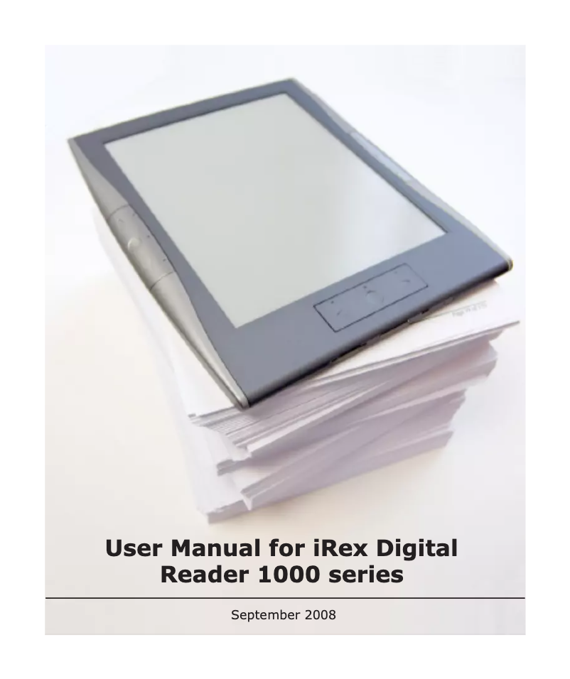 Page 1 de la notice Manuel utilisateur iRex Digital Reader 1000