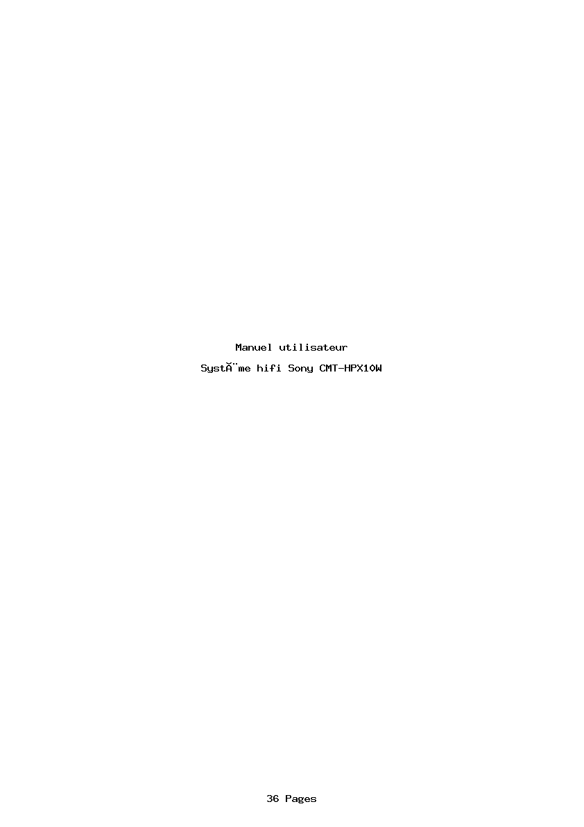 Page 1 de la notice Manuel utilisateur Sony CMT-HPX10W