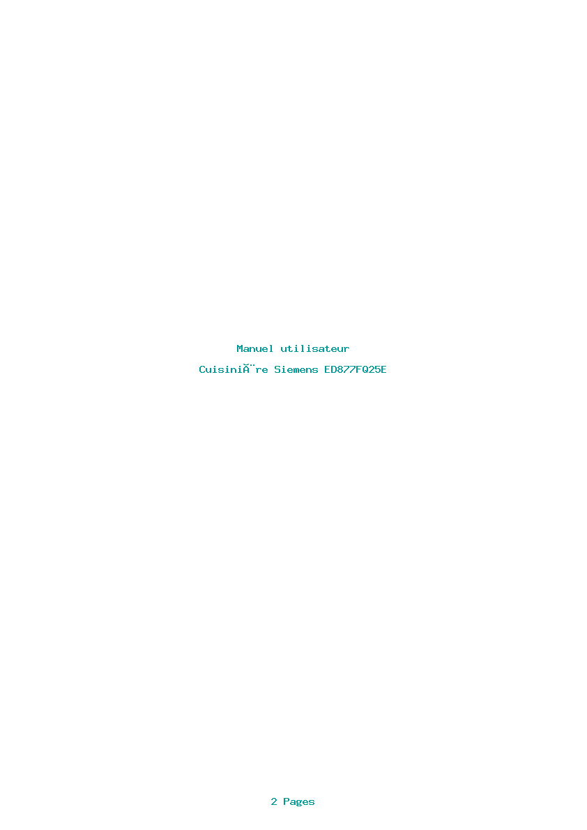 Page 1 de la notice Manuel utilisateur Siemens ED877FQ25E